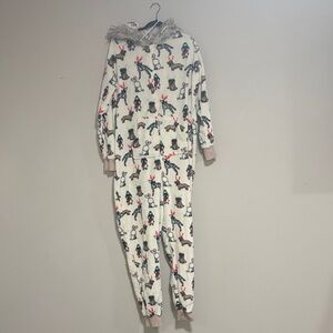 Cozy Cream Hooded Onesie with Animal Print